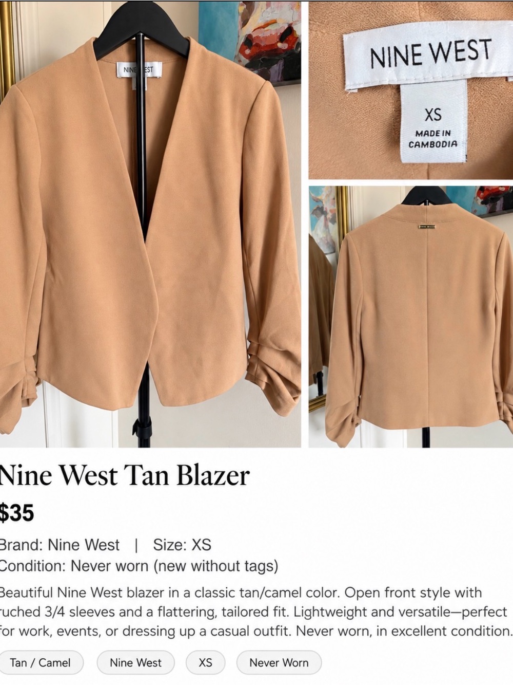 Nine West Tan Blazer – XS